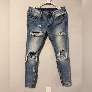 MNML Blue Distressed Skinny Jeans